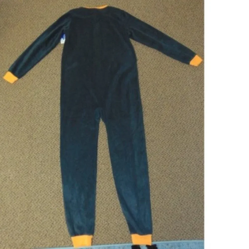 Skeleton 1 Pc Halloween Pajamas 14/16 Glow in Dark Black Fleece Zip Up Kids